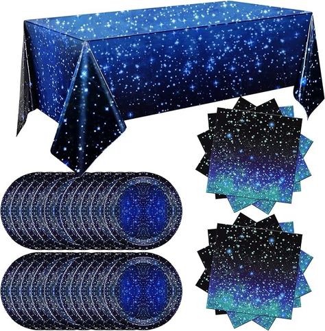 Amazon.com: 41 Pack Galaxy Party Supplies,RAIHOMKIT Outer Space Themed Birthday Party Decoration,Starry Night Supplies,Space Party Tableware Set,Starry Night Tablecloth Paper Plates Napkins for Boys Girls : Toys & Games Space Themed Birthday Party Decoration, Outer Space Themed Birthday Party, Space Themed Birthday Party, Space Themed Birthday, Space Party Decorations, Star Wars Theme Party, Galaxy Party, Moon Baby Shower, Space Birthday Party