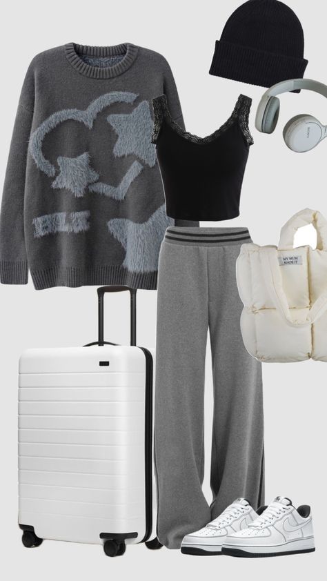 airport fit ✈️ #ootd #ootdinspo #outfit #outfitinspo #fitinspo #airportoutfit #airportfit #styleinspiration #styleinspo #style #fashionaesthetic #fashioninspo #fashion #fashioncollage #styleinspiration Ab Outfits, Airport Outfit Comfy, Cute Airport Outfit, Korean Airport Fashion, Airport Fit, Masculine Clothing, Classic Outfits For Women, Airplane Outfits, Airport Fits