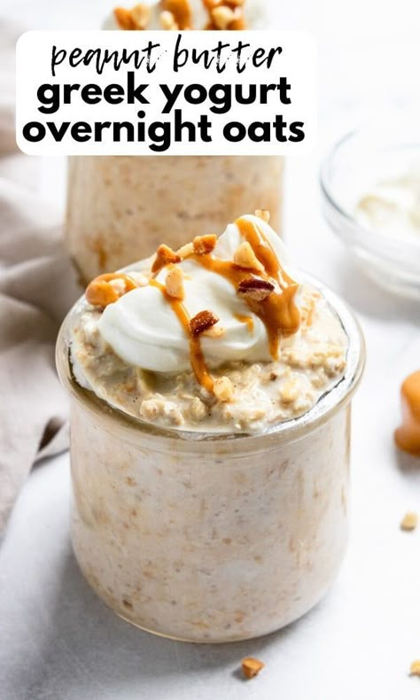 Greek Yogurt Overnight Oats, Overnight Oats Greek Yogurt, Overnight Oats With Greek Yogurt, Oats With Greek Yogurt, Yogurt Overnight Oats, Pudding Recept, Oats With Yogurt, Greek Yogurt And Peanut Butter, Overnight Oats With Yogurt