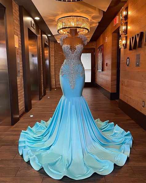 Ariel Jillian Designs 🇺🇸 on Instagram: “❄️ FOR SALE ❄️ The Ice Lady ❄️✨ Gorgeous stretch Lycra gown with silver rhinestone detailing on front and shoulders! 1 of 1 Size Small…” Bold Prom Dresses, Ice Blue Prom Dress, Lycra Gown, Blue Prom Dresses Mermaid, Prom Prep, Ice Blue Dress, Colour Names List, Blue Mermaid Prom Dress, Gala Gowns