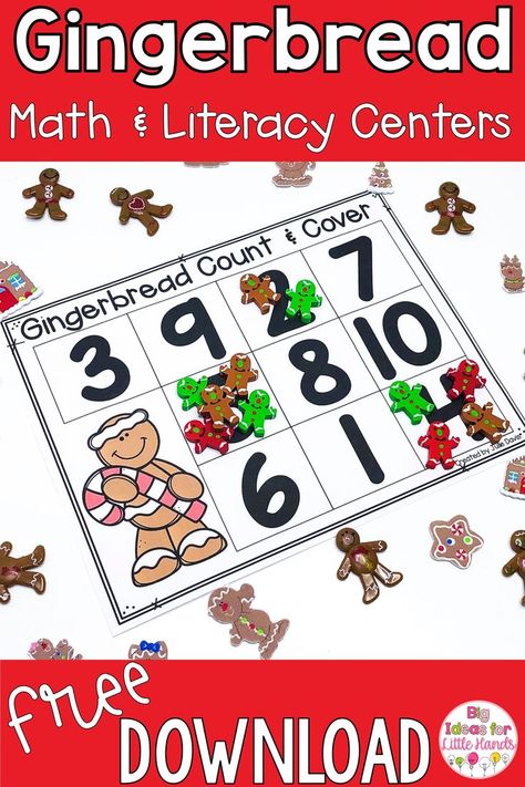 Gingerbread Activities Kindergarten, Gingerbread Kindergarten Activities, Gingerbread Activities For Preschool, Kindergarten Gingerbread, Preschool Gingerbread, Math Centers For Kindergarten, Gingerbread Math, Gingerbread Unit, Gingerbread Man Activities