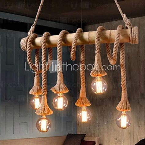 Pendant Light Fixtures Kitchen, Restaurant Bars, Bamboo Chandelier, Store Decoration, Bamboo Ceiling, Rope Pendant Light, Rustic Pendant Lighting, Farmhouse Pendant Lighting, Island Pendant Lights