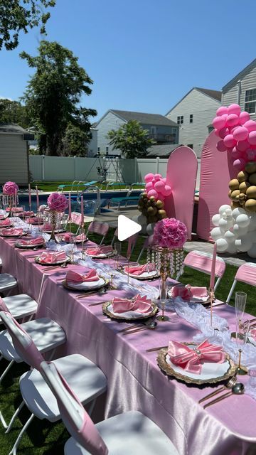 @itsjustkiara_ on Instagram: "@kayskreativevisions_ did a set up for Baby Zuri's Sip and See🫖✨ 
Today's set up includes a table landscape, a balloon backdrop set up, and a complimentary picnic table for the little ones. 

Book Today💕
.
.
.
#hamptonroadseventplanner #decor #teaparty" Party Table Setup For Small Space, Table Set Up For Party Layout Birthday, Pink Party Table Set Up, Party Set Up Ideas Layout, Table Set Up For Party Layout, Birthday Party Table Set Up, Party Table Set Up, Sip And See Party Ideas, Baby Shower Table Set Up