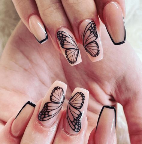 Here are a collection of 25  prettiest butterfly nail designs to try out! Chrome Butterfly Nails, Prettiest Butterfly, Utah Nails, Chrome Butterfly, Butterfly Nail Designs, Butterfly Nails, Hippie Nails, Butterfly Nail Art, Edgy Nails