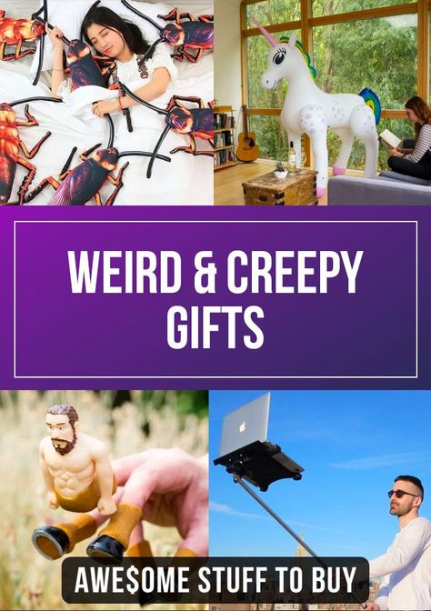 Collection of weird gift ideas! Awesome Christmas Gifts For Women, Weird Secret Santa Gifts, Gifts For Weird People, Novelty Gifts Funny, Crazy Gift Ideas Funny, Weird Christmas Gifts, Weird Gifts For Friends, Crazy Gift Ideas, Weird Gift Ideas