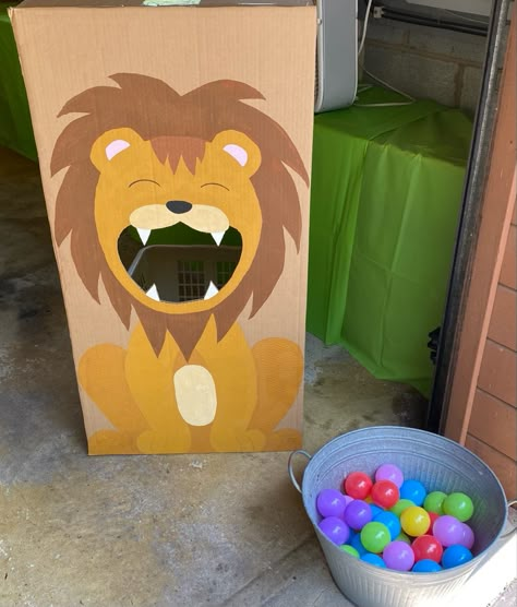 Diy Jungle Theme Birthday Party, Feed The Lion Game, Lion Bean Bag Toss, Safari Pinata Jungle Theme, 1 Year Party Games, Jungle Themed Activities For Toddlers, Jungle Obstacle Course, Rainforest Crafts Kindergarten, Zoo Themed 2nd Birthday Party