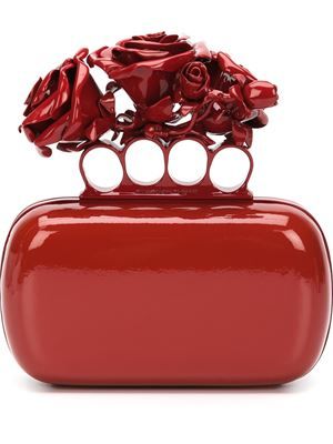 'Knuckle' box clutch A.McQueen Alexander Mcqueen Purse, Rose Handbag, Alexander Mcqueen Handbags, Rose Purse, Alexander Mcqueen Clutch, Interior Luxury, Flower Handbag, Flower Purses, Red Clutch