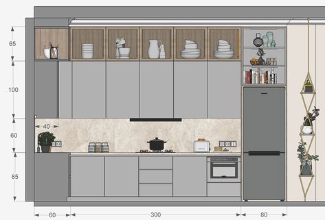 Kitchen Plan With Dimensions, Kitchen Interior Details, Modern Kitchen Plan, Modern Kitchen Drawing, Sketchup Kitchen Design, Kitchen Island Detail Drawing, Kitchen Design With Dimensions, Modern Kitchen Design Plan, Kitchen Design Plans Layout