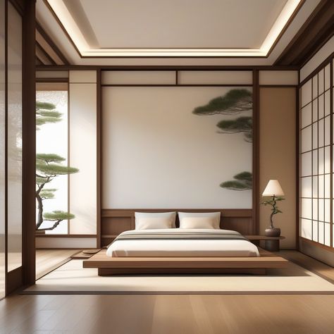 Interior Design Inspiration (@littlehomeidea) • Instagram photos and videos Japanese Hotel Interior, Bedroom Japanese Style Modern, Japanese Luxury Bedroom, Luxury Japanese Bedroom, Modern Asian Interior Design, Japanese Mansion Traditional Interior, Japan Hotel Room Aesthetic, Japanese Style Interior Design, Japanese Architecture Bedroom