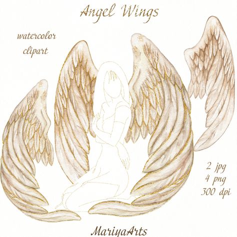 Memorial Wings, Wings Watercolor, Wings Clipart, Alas Tattoo, Angel Wings Drawing, Watercolor Angel, Wings Drawing, Angel Drawing, Wings Art