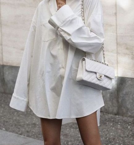 @ariviere / outfit / minimal / neutral / shirt dress / white / Chanel classic flap / bag Chanel Mini Flap Bag Outfit, Chanel Flap Bag Outfit, White Bag Outfit, White Chanel Bag, Chanel Bag Outfit, Chanel Bag Classic, Crossbody Bag Outfit, Modeling Outfits, Shirt Dress White