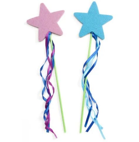 Make any day enchanting! This magic star wand from our Felties Fairy Tales collection is the perfect dress-up accessory to encourage a child's imagination. Complete with ribbon streamers and star, this felt wand is intended for ages 3 and older. Inspire your princess's creative side with a DIY project they can enjoy from start to finish. Use stickers, rhinestones, or glitter to make these scepters brilliant. Perfect as party favors or party activity.  Great for Frozen-inspired birthday parties, Halloween costumes, or rainy day dress-up!  Set of 3 (lavender, purple, blue) Each magic star wand measures 4.375 x 15.125 inches. Star Princess, Felt Star, Cinderella Birthday Party, Princess Wands, Princess Party Favors, Star Wand, Play Dress Up, Cinderella Birthday, Snow Princess