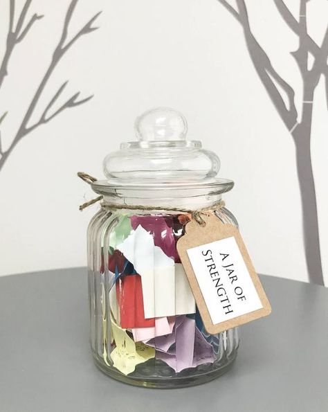 Encouragement Jar, Jar Of Quotes, Quote Jar, Happy Jar, Handmade Quotes, Motivational Cards, 50th Quote, Strength Quotes, Diy Jar Crafts