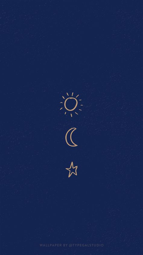 Simple Sun, Moon & Star Phone Wallpaper by Typegal.com Visit www.typegal.com/freebies/wallpapers for more like this! #celestial #iphonewallpaper #wallpapers #freewallpaper #blue #gold #sunmoonandstars Blue Star Phone Wallpaper, Sun Moon Wallpaper Aesthetic, Sun And Stars Drawing, The Sun And Moon Aesthetic, Sun Moon And Stars Art, Sun And Moon Phone Wallpaper, Aesthetic Sun And Moon Wallpaper, The Sun The Moon And The Stars, Moon And Sun Wallpaper Iphone