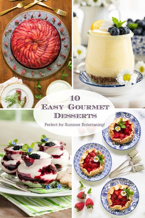 Easy Dinner Party Desserts, Easy Impressive Dessert, Fancy Desserts Recipes, Spring Recipes Dessert, Fine Dining Desserts, Dinner Party Desserts, Impressive Desserts, Gourmet Dinner, Individual Desserts