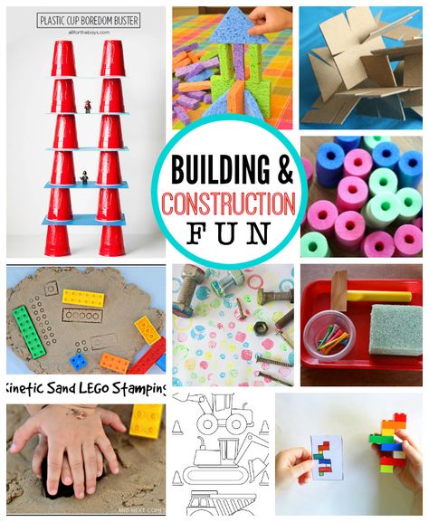 Fun with Building and Construction - Awesome ideas for preschoolers this summer! // One Lovely Life Construction Summer Camp Ideas, Architecture For Kids, Construction Theme Preschool, Preschool Construction, Unusual Houses, Kids Building, Blocks Preschool, Study Images, Building Crafts