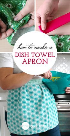 These dish towel aprons are so easy to make, and they look great, too! Make one for yourself, and make a few extra to give away as gifts! Dish Towel Apron, Diy Aprons, Dish Towel Crafts, Easy Apron, Holiday Hand Towels, Diy Apron, Towel Apron, Ice Scraper, Towel Crafts