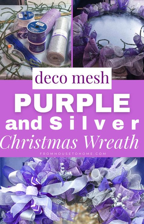 Wondering how to make Christmas home decor in nontraditional colors this holiday season? This beautiful purple and silver deco mesh wreath is absolutely stunning. Here’s how! Deco Mesh Christmas Wreath, Mesh Christmas Wreath, Glam Christmas Decor, Christmas Door Decoration, Purple Wreath, Diy Christmas Wreaths, Deco Mesh Christmas Wreaths, Glam Christmas, Christmas Organization