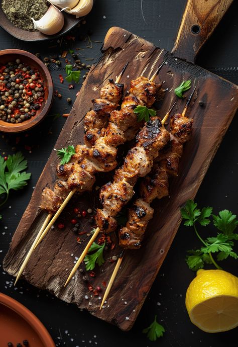 Learn How to Cook Skewer Recipe For Free | Recipes You'll Love, Made Easy! Kebab Photography, Skewer Ideas, Bbq Kabobs, Trendy Recipes, Asian Food Photography, Pork Skewers, Kebab Skewers, Sweet Pork, Boneless Pork Shoulder