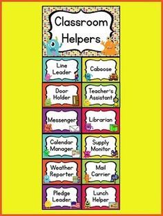 Classroom Helpers...FREEBIE Teachers Hacks, Helper Chart, Monster Theme Classroom, Monster Classroom, Classroom Job Chart, Classroom Job, Owl Theme Classroom, Owl Classroom, Classroom Helpers