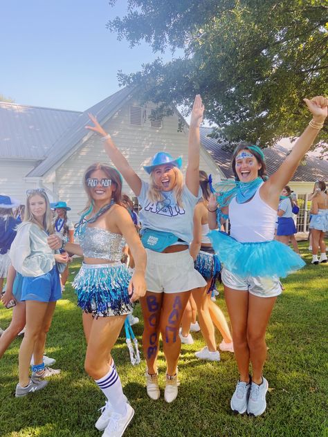 Blue Out Spirit Week, Sorority Spirit Day, Blue Out Football Game, Sorority Spirit Week, Bid Day Outfits, Spirit Weeks, Spirit Week Themes, Sorority Recruitment Themes, Edgy Fall Outfits