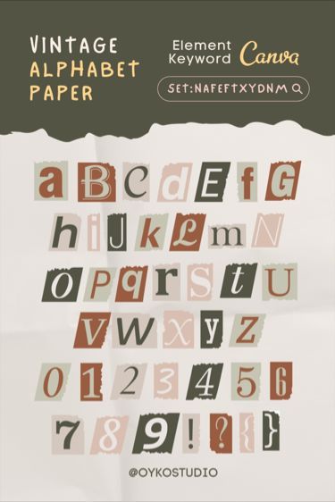 Happy Birthday Font Aesthetic, Font Aesthetic Alphabet, Font Canva Aesthetic, Canva Keywords Elements, Font Canva Lettering, Alphabet Design Projects, Creative Powerpoint Presentations, Collage Sculpture, Scrapbook Letters