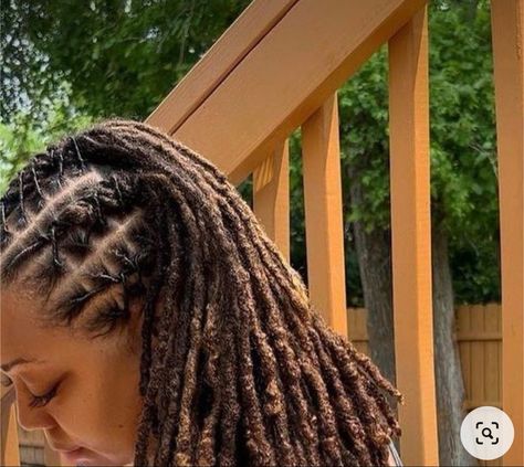 Front Barrel Twist Locs Women, Cornrow Loc Styles For Women, Loc Braids Styles, Barrel Twist Styles Locs Women, Loc Styles Retwist, Professional Loc Styles, Loc Hairstyles For Women Medium Length, Two Strand Loc Styles For Women, Protective Loc Styles