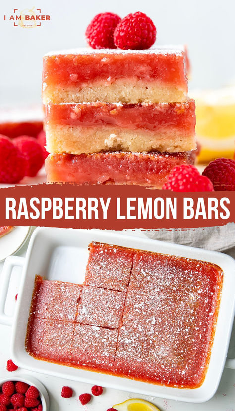 These Raspberry Lemon Bars start with my perfect lemon bars, with added flavor from a vibrant, fruity raspberry sauce, all on a buttery crust. It’s a light and fruity dessert bar that is perfect for a summer treat! Raspberry Lemonade Bars, Raspberry Lemon Bars, Lemon Raspberry Bars, Fruit Bars Recipe, Perfect Lemon Bars, Lemon Cake Bars, Fruity Dessert, Spring Recipes Dessert, Raspberry Bars