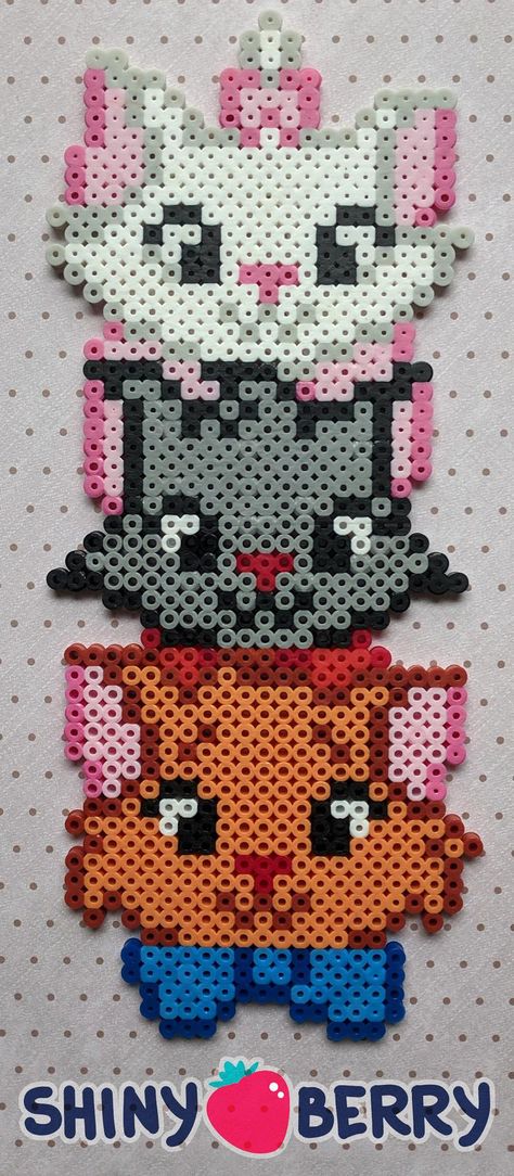 Aristocats Perler Beads, Disney Melty Beads Patterns, Disney Pearl Beads, Perler Bead Art Disney, Disney Fuse Bead Patterns, Disney Melty Beads, Cartoon Perler Bead Patterns, Modele Pixel Art Disney, Iron Beads Disney