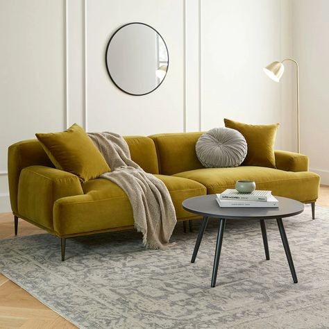 Modern, Mid Century & Scandinavian Furniture | Article Modern Couch Design, Couch For Small Living Room, Abisko Sofa, Mustard Sofa, Velvet Sofa Living Room, Dc Apartment, Gold Sofa, Modern Dining Tables, Velvet Couch