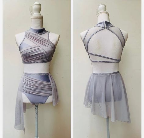 Two Piece Contemporary Costumes, Solo Costumes Contemporary, Contemporary Jazz Dance Costumes, Dance Costume Base, Pole Dance Wear Costumes, Pole Dance Costume Ideas, Contemporary Dance Clothes, Dance Duet Costumes, Space Rave Outfit