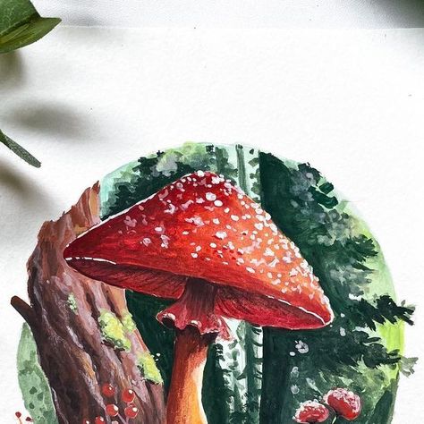 Lisma's Artworks Page on Instagram: "Today a new masterclass tutorial with voice over is out on Patreon. Painted wild mushroom using gouache. This one was quite fun to do and not too difficult. Link can be found in bio. ❤️ Btw, I’m so in love how it turned out. How do you think? Materials used: Gouache: @miyaarts Paper: @cansonusa #gouache #goaucheart #gouachetutorial #gouachepainting #gouachelandscape #landscapepainting #aesthetic #artlover #paintingtutorial #arttutorial #art #artist #artwork #artistsoninstagram #instaart" Gouache Mushrooms, Gouache Mushroom, Gouache Tutorial, Wild Mushroom, Mushroom Art, Wild Mushrooms, So In Love, Gouache Painting, Artist Artwork