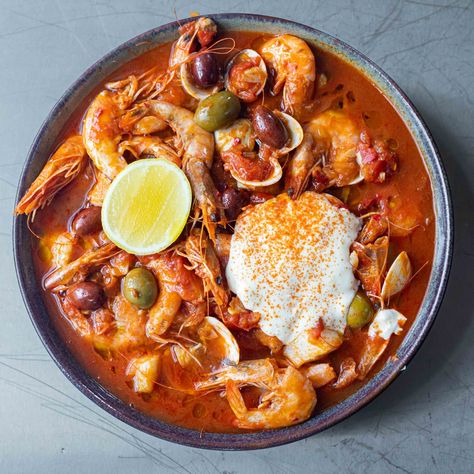 Spicy Seafood Stew, Spicy Stew, Spicy Seafood, Seafood Mix, Seafood Stew, Fish Stew, Chopped Tomatoes, Aioli, When I Grow Up