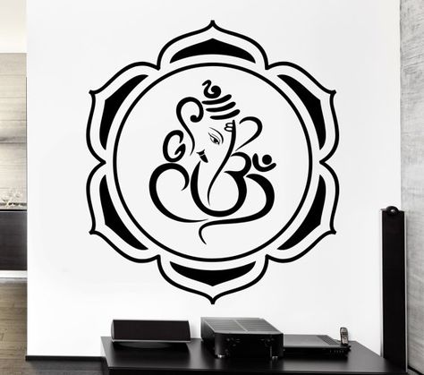 This Decal Is Made Per Order And Cut In-House. Decal Size: From11X18 To 44X70 (varies by design) Wallstickers4you Decals Are Made With Superior Mandala Buddhist, Hindu Ganesha, Ganesh Tattoo, Mandala Lotus, Ganesha Drawing, Ganesh Art Paintings, Ganesha Tattoo, Tattoo Mandala, Pooja Room Design