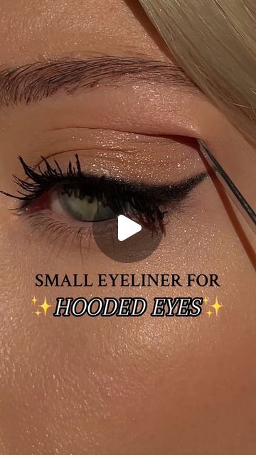 Hooded Eye Evening Makeup, For Hooded Eyes Make Up, Eye Tutorial For Hooded Eyes, How To Do Cats Eye Eyeliner, Smudge Cat Eye Winged Eyeliner, Small Eye Eyeshadow, Eyeliner Only Makeup Looks, Natural Smokey Eye Makeup Hooded Eyes, Eyeliner For Big Eyes Simple