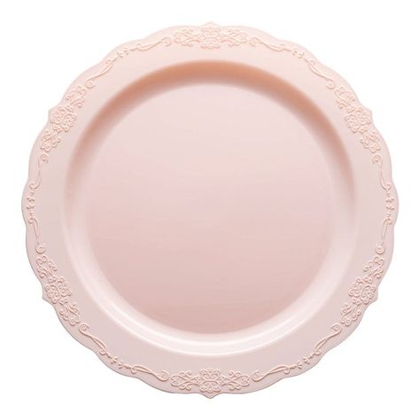 Vintage Rim Round Disposable Plastic Plate Packs - Party Supplies - Bed Bath & Beyond - 32243441 Appetizer Salad, Disposable Plastic Plates, Pink Plates, Birthday Party Centerpieces, Baby Shower Table, Disposable Plates, Stylish Party, Rose Vintage, Vintage Party