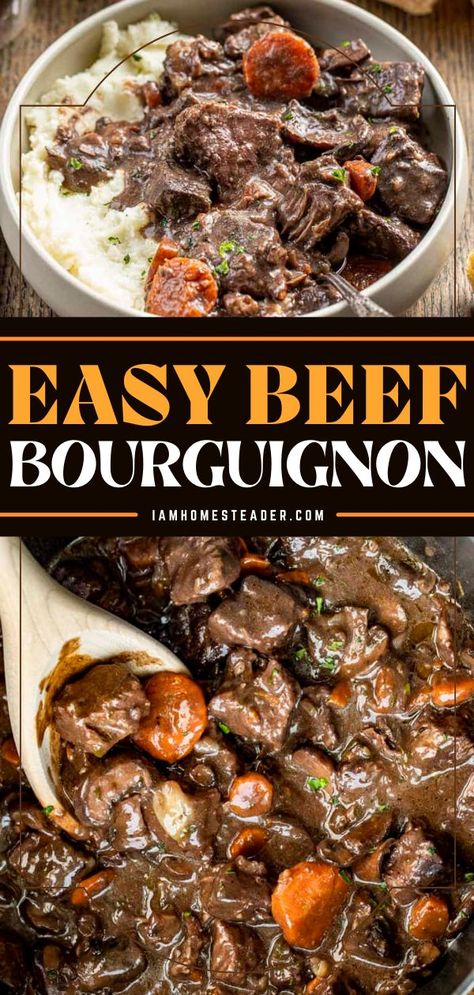 Beef Braised, Slow Cook Beef Stew, French Beef Stew, Beef Bourguignon Recipe, Crockpot Beef Stew, Stew Crockpot, Stew Beef, Crockpot Recipes Beef Stew, Stew Meat Recipes