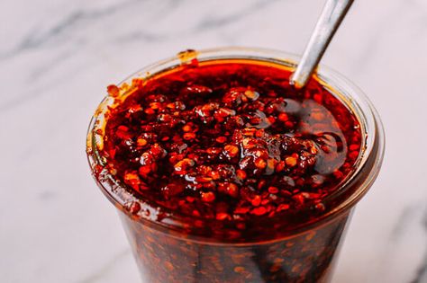 Chiu Chow Chili Sauce, by thewoksoflife.com Chinese Chili Oil, Chili Crunch, Chinese Chili, Chili Oil Recipe, How To Make Chili, Wok Of Life, Thai Chili, Homemade Chili, Chili Oil