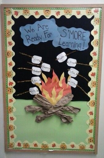 S’more Bulletin Board Ideas, S’more Learning Bulletin Board, Back For S'more Learning Bulletin Board, Fall Preschool Classroom Door Ideas, Prek Fall Bulletin Boards, S’more Bulletin Board, S’mores Bulletin Board, S'more Bulletin Board Ideas, September Bulletin Board Ideas Preschool