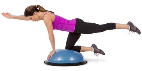 BOSU Ball Ab Exercises - BOSU Bird Dog Bosu Balls, Bosu Ball Workout, Bosu Workout, Burn Belly Fat Workout, Balance Trainer, Bosu Ball, Workout Belt, Bird Dog, Strength Training Workouts