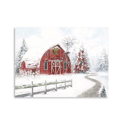 Barn Bathroom, Barn Wall Art, Bar In Casa, Barn Pictures, Christmas Rustic, Barn Art, Christmas Canvas, Old Barn, Art Christmas