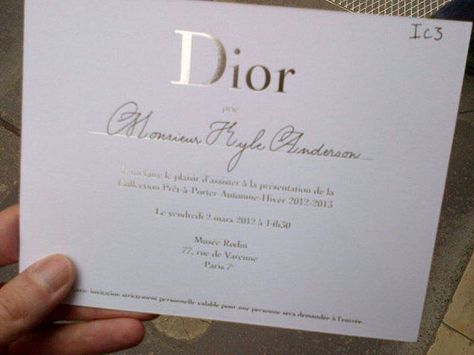 dior show ticket Fashion Invitation, Fashion Show Invitation, Fashion Show Poster, Dior Fashion Show, Invitation Flyer, Fashion Typography, Ticket Design, Dior Fashion, Fashion Show Images