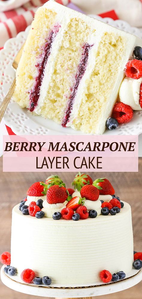 Best Fruitcake Recipe, Best Fruitcake, Berry Filling, Whipped Mascarpone, Mascarpone Whipped Cream, Fluffy Vanilla Cake, Mascarpone Frosting, Layer Cake Recipes, Fruitcake Recipes