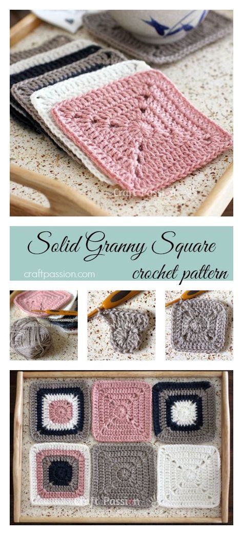 Free Solid Granny Square crochet pattern and detail pictures of the block. Join up the squares to make a bigger project or simply use it individually. Different Granny Square Patterns Crochet Blocks, Granny Square Solid Color, Granny Square Crochet Pattern One Color, One Color Granny Square Pattern, Crochet Blocks Free Pattern Squares, Solid Color Granny Square Pattern, Crochet Blocks Free, Granys Crochet Squares Free Pattern, One Color Granny Square