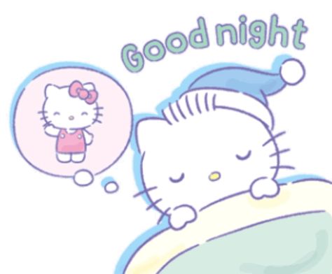 Hello Kitty And Dear Daniel Gif, Goodnight Sanrio, Goodnight Hello Kitty, Hello Kitty Sleeping, Hello Kitty Gif, Art Hello Kitty, Kitty Sleeping, Dear Daniel, Kitty Kisses