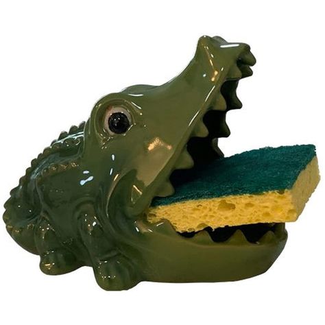 Ceramic alligator soap or sponge holder. This soap or sponge holder measures approximately 5.5 Inches. This can be used as a dispenser for bar soap or to hold sponge. Shark Soap Dispenser, Snail Soap Dispenser, Weird Soap Dispenser, Ceramics Makeup Holder, Ceramics Ideas Sculpture, Soap Holder Ceramic, Swamp Bathroom, Clay Speaker, Ceramic Soap Holder