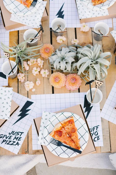 Kids Birthday Parties | Browse Wedding & Party Ideas | 100 Layer Cake Outdoor Pizza Party, Pizza Party Themes, Pizza Party Decorations, National Pizza Day, Penpal Letters, Quarantine Activities, Customer Appreciation Day, Baby Nursery Design, Placemat Design