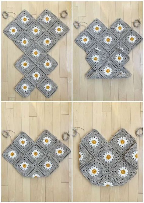 Sac Granny Square, Granny Square Haken, Tote Crochet, Poncho Crochet, Mode Crochet, Crochet Bag Pattern Free, Pola Amigurumi, Bag Pattern Free, Crochet Market Bag