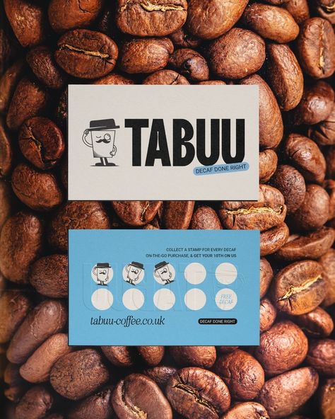 Every brand package I offer includes a business card layout, but I get it—business cards aren't for everyone. So why not shake things up? A loyalty card and stamp design adds a playful twist and builds customer loyalty by offering incentives! Take Tabuu, for instance: their loyalty card rewards customers with a free coffee after 10 purchases. Could this be the boost your business needs? 🤩 Interested in working together? Time for a brand refresh? Enquire today on our website or drop me an ema... Cafe Loyalty Card Design, Cafe Card Design, Coffee Business Card, Coffee Loyalty Card, Cafe Business Card, Loyalty Card Coffee, Coffee Offer, Coffee Brand Design, Coffee Shop Business Card