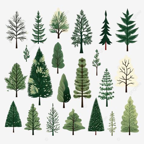 christmas trees in flat style isolated pine spruce fir vector illustration nature forest set png Trees Illustration Simple, Forest Tree Illustration, Yew Tree Drawing, Forest Trees Illustration, Simple Forest Illustration, Winter Trees Illustration, Cute Christmas Tree Illustration, Pine Trees Illustration, Pine Forest Illustration